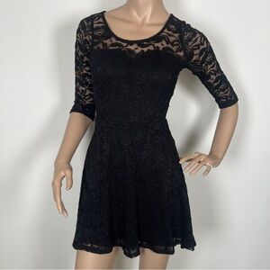 Black Lace Fit-and-Flare Mini Dress - Brand Unknown
